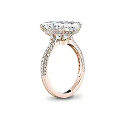 Inel Rosa cu diamant simulat tăiat oval de 5 carate